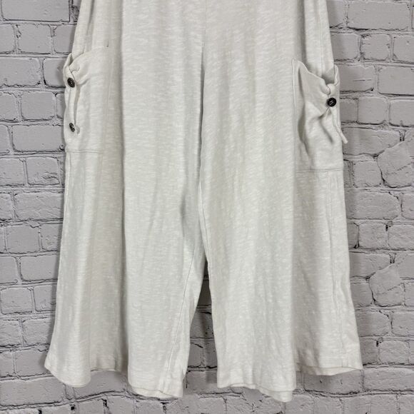 Chalet Cropped Wide Leg Pants Womens M Lagenlook Cottagecore Boho Hippie - Picture 3 of 7